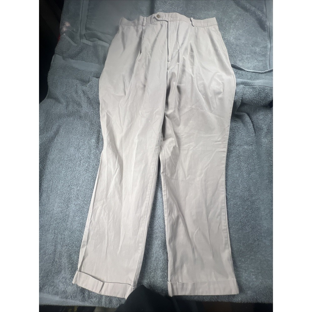 Tommy Hilfiger Pants Mens 38x32 Khaki Flat Front Classic Chino Casual Beige